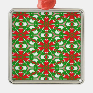 Red, White and Green Kaleidoscopes Metal Tree Decoration