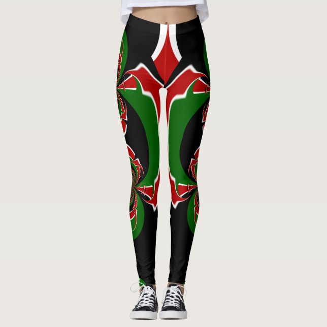  Red White And Green Leggings (Front)