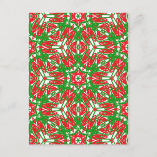 Red, White and Green Snowflakes Postcard