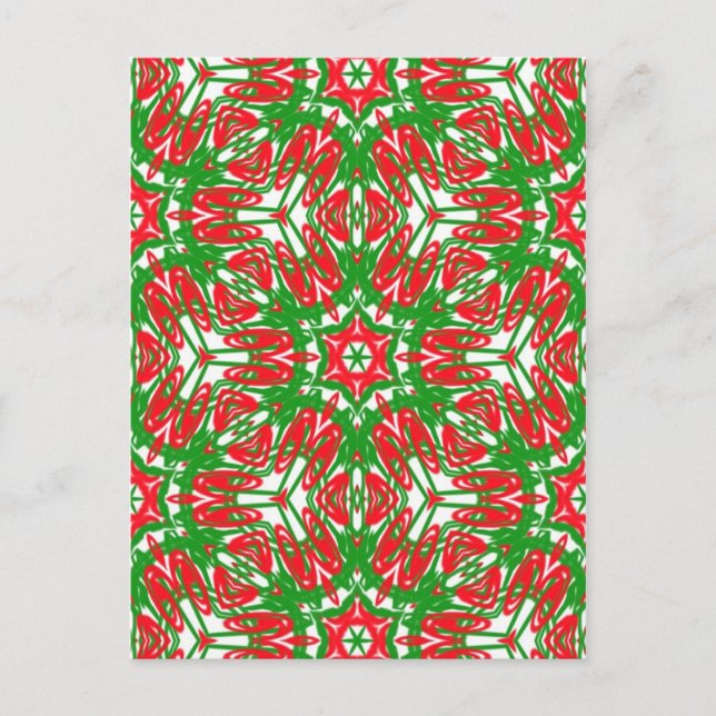 Red, White and Green Snowflakes Postcard (Front)