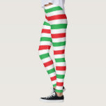 Red, White and Green Stripes Leggings<br><div class="desc">Abstract digital art of red,  white and green stripes</div>