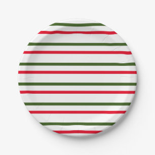 Red, White and Green Stripes Paper Plate