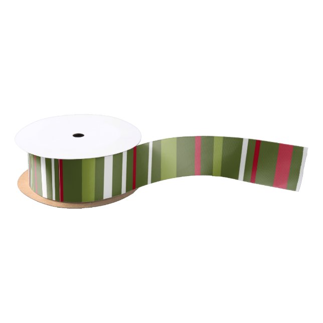 Red White and Green Stripes  Satin Ribbon (Spool)
