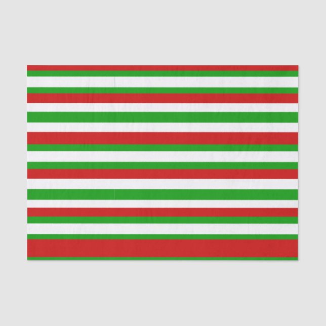 Red, White and Green Stripes Tissue Paper (Front)