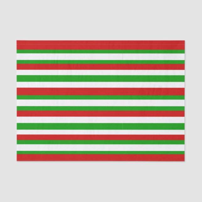 Red, White and Green Stripes Tissue Paper (Front)