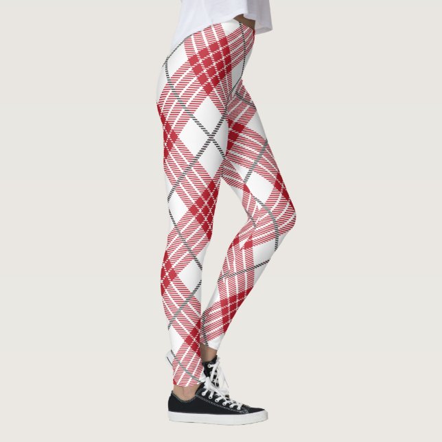 Red white and grey plaid pattern leggings (Right)