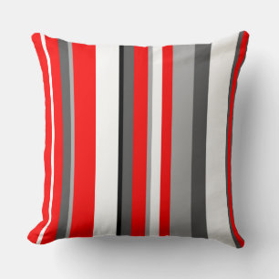 Red white and grey Stripes Cushion