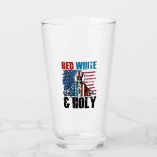 Red White and Holy Pope Leo XIV, 4th of July Glass