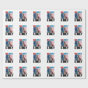 Red White and Holy Pope Leo XIV, 4th of July Wrapping Paper