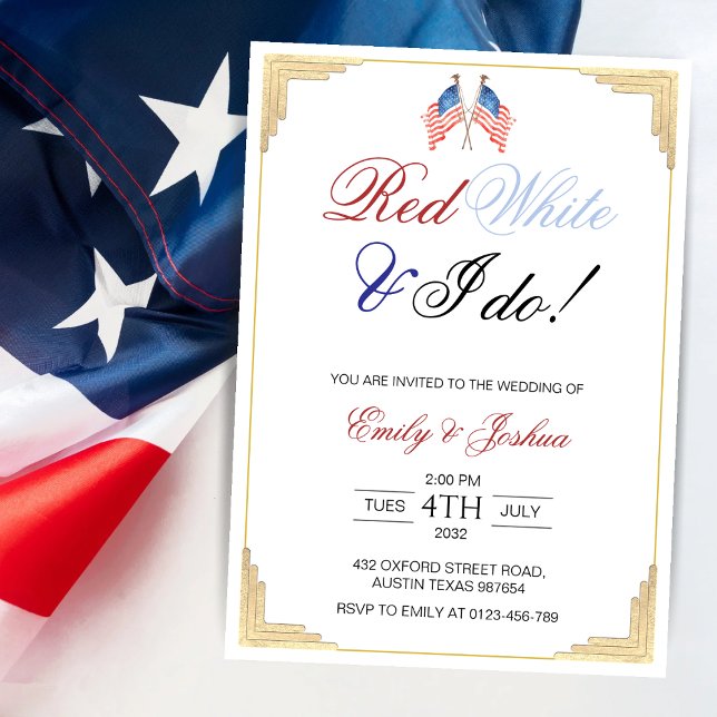 Red White and I Do 4th July Patriotic Wedding  Invitation (Creator Uploaded)