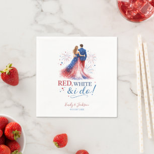 Red White and I do Americana Wedding Napkin