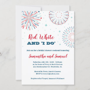 Red, White and I DO Bridal Shower Invitation