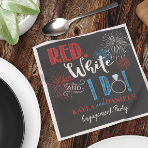 Red White and I Do Engagement Party  Napkin
