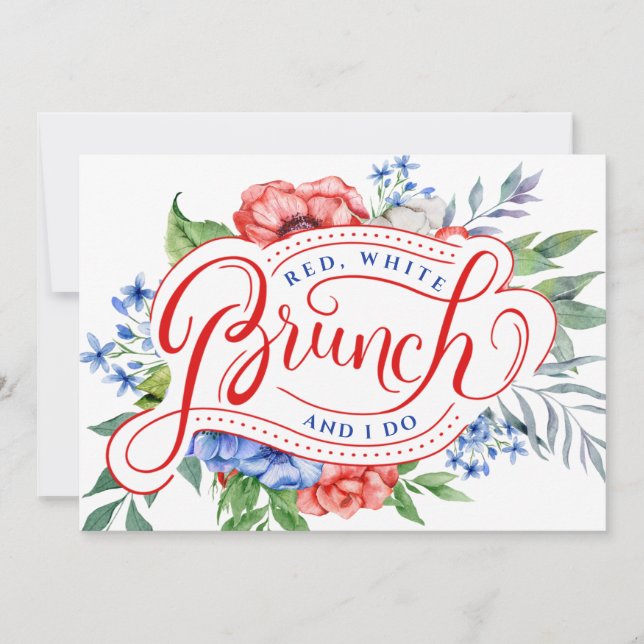 Red White and I Do |  Floral Brunch  Invitation (Front)