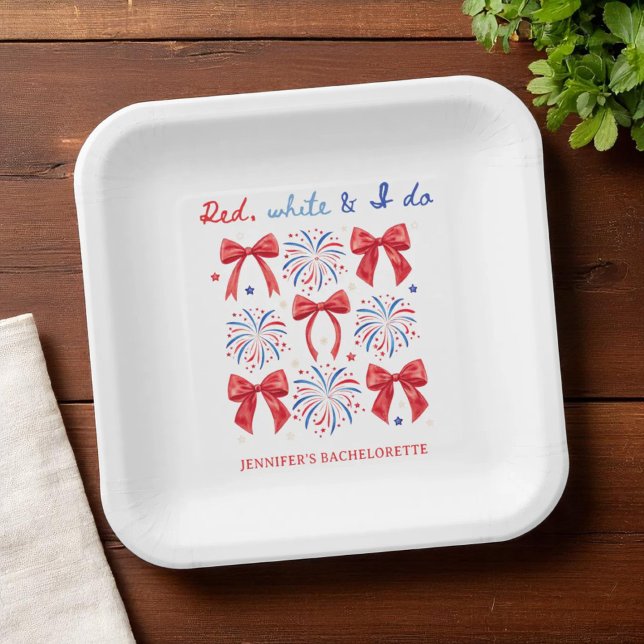 Red White and I Do July 4th Bachelorette Party Paper Plate (Creator Uploaded)