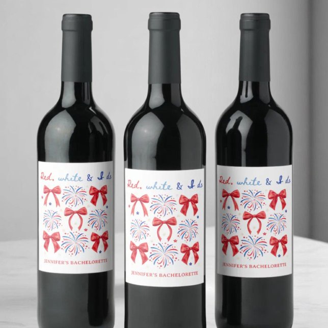 Red White and I Do July 4th Bridal Shower Wine Label (Creator Uploaded)