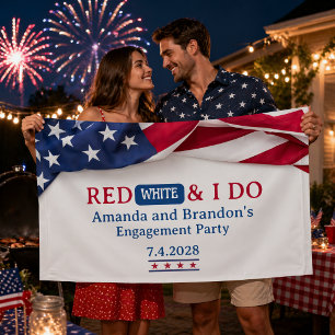 Red, White and I Do July Fourth Engagement Party Banner