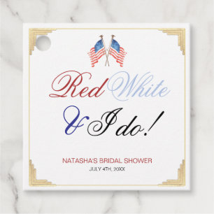 Red White and I Do Patriotic Bridal Shower Favour Tags