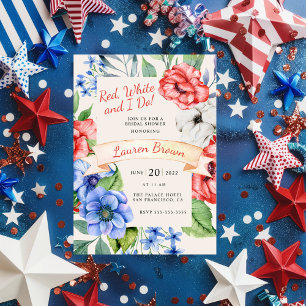 Red White and I Do Patriotic Bridal Shower Invitation