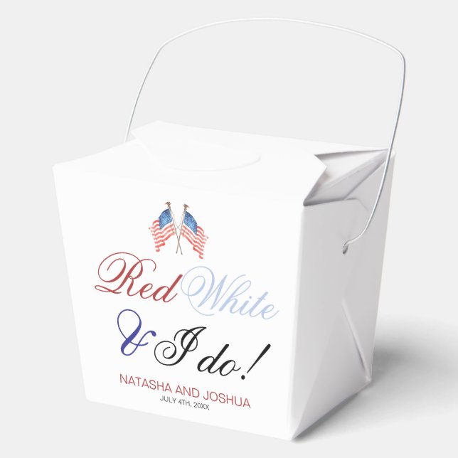 Red White and I Do USA Patriotic Wedding  Favour Box (Front)