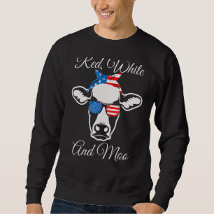 Red White And Moo American Flag Cow  July 4th Sweatshirt