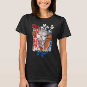 Red White And Moo Cow 4th Of July Patriotic Usa Fl T-Shirt