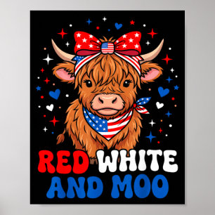 Red White And Moo Highland Patriotic Fpirate Hero Poster