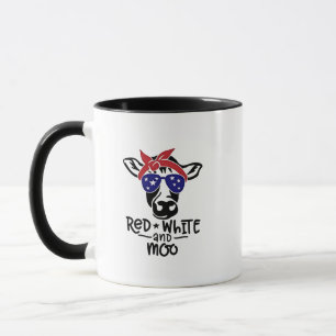 Red White and Moo Patriotic Cow Fourth of July Mug