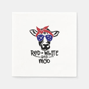 Red White and Moo Patriotic Cow Fourth of July Napkin