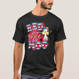 Red White and Moo Patriotic Cow USA Flag 4th July T-Shirt