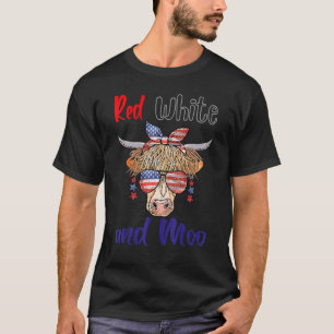 Red White And Moo Patriotic Cow Usa Flag 4th Of J T-Shirt
