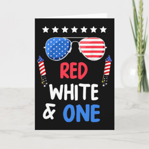 Red White And One 1st Birthday 4th Of July Indepen Card