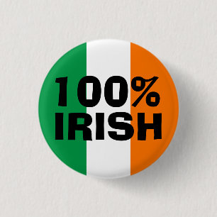 Red White and Orange 100% Irish 3 Cm Round Badge
