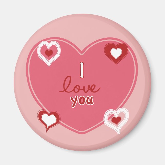 Red, White and Pink Hearts Magnet (Front)