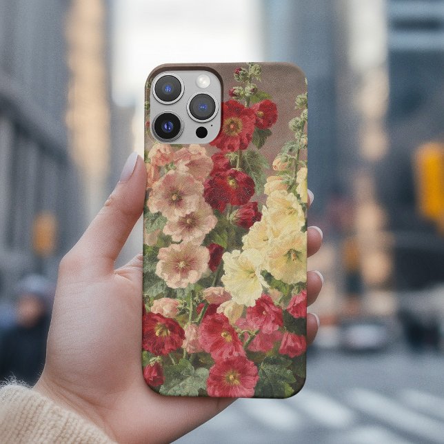 Red, white and pink hollyhocks, Christensen Case-Mate iPhone Case (Creator Uploaded)