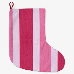 Red, White and Pink Stripes Large Christmas Stocking