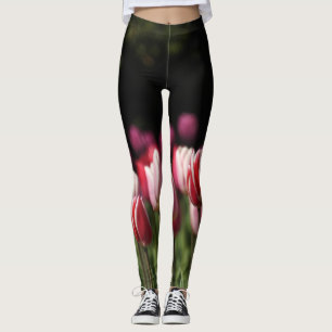 Red, White and Pink Tulips Leggings