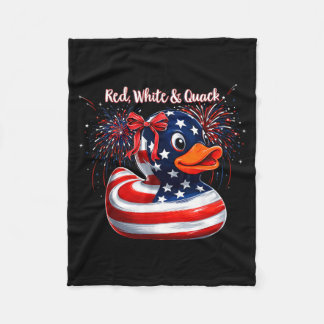 Red White And Quack Funny Duck 4th Of July Fleece Blanket