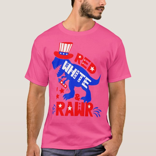 Red White And Rawr 4th Of July Dinosaur Rex For Bo T-Shirt (Front)