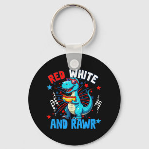 Red White And Rawr Dinosaur T Rex Patriotic 4th Of Key Ring