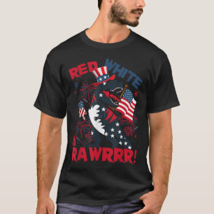Red White And Rawr Dinosaur T Rex Patriotic 4th Of T-Shirt