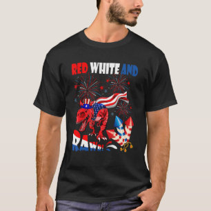 Red White And Rawr Funny Rex Wearing American Flag T-Shirt
