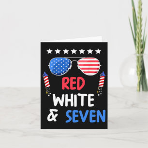 Red White And Seven 7th Birthday 4th Of July Indep Card