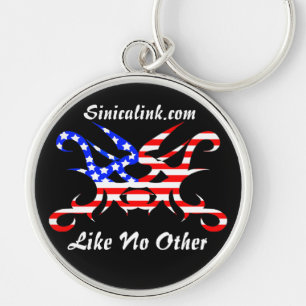 Red White and Sinical w/ Customisable Text Key Ring