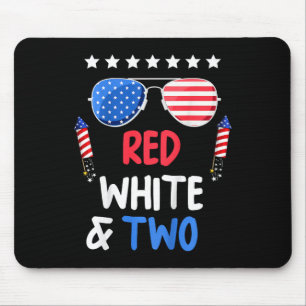Red White And Two 2nd Birthday 4th Of July Indepen Mouse Pad