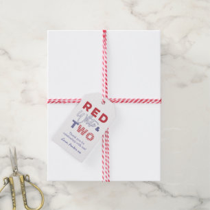 Red White and TWO American 2nd Birthday Party Gift Tags
