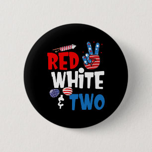 Red White And Two Birthday 4th Of July American 2n 6 Cm Round Badge