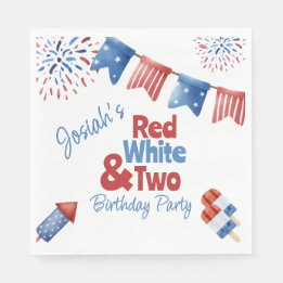 Red White and Two Birthday Party Napkin