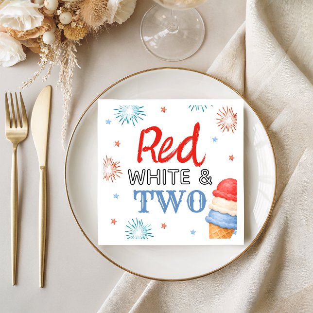 Red White and Two Ice Cream Party Napkins (Creator Uploaded)
