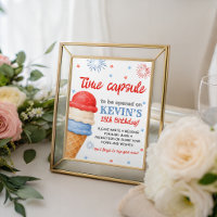 Red White and Two Time Capsule Table Sign